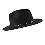 besbomig Damen Herrenhüte Winter Mode Filzhut Winterhut Wintermütze - Fedora Hut mit breiter Krempe Filzhut Outdoorhut-Schwarz-Einheitsgröße