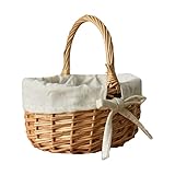Osterkörbchen Mit Henkel, Kinder Osternest Korb, Ostern Geschenktüten, Ostertüten Aufbewahrung Ostergeschenke Ostern Eier Süssigkeit Plätzchen, Handgeflochtenerb Kleiner Weidenkorb mit Henkel