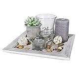 ootb Deko-Teelichtteller, Geschenkset, Glas Holz, Mehrfarbig, 20 x 20 x 8