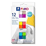 STAEDTLER ofenhärtende Modelliermasse FIMO soft brilliant colours, weich und geschmeidig, speziell für Einsteiger und Hobbykünstler, 12 Halbblöcke á 25g in sortierten Farben, 8023 C12-2