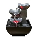 Zen'Light - Zimmerbrunnen Boro Wasserfall Zen relaxend mit farbigem LED-Licht- Dekoration Wohnzimmer, Schlafzimmer, Büro - Meditation und Entspannung - Tischbrunnen Geschlossener Kreislauf - H 18cm