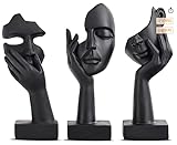 Kunstskulpturen aus schwarzem Kunstharz, 3 Stück, Sammlerstatue des Denkers, moderne abstrakte minimalistische Skulptur, handwerkliche Dekoration, Wohnzimmer, Weinschrank, Letzimmer