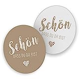 itenga 40x Bierdeckel Untersetzer Schön DASS du da bist rund 10,7 cm Tischdeko für Veranstaltung Gäste Feier (Latte Macchiato)