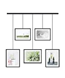 Umbra Exhibit Foto Collage Bilderrahmen – Flexibles Bilderrahmen-Set zur Horizontalen und Diagonalen Anbringung, für 5 Photos, Kunstdrucke, Bilder, 10 x 15 und 13 x 18 cm, Schwarz