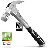 DIY Doctor Hammer - Klauenhammer - Pflasterhammer - TPR-Oberfläche - Ggebogener Komfortgriff - Massiver Stahl - Fiberglasschaft - 567g Gewicht