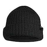 Amazon Brand - Eono Wintermütze Strickmütze Unisex-Mütze Warme Beanie Winter Mütze Weiche Cuffed Plain Hat für Damen und Herren (Schwarz)