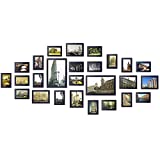 Yorbay Bilderrahmen 26er Set aus Holzwerkstoffe Fotorahmen19 STK. 10x15cm, 5Stk. 13x18cm, 2Stk. 20x30cm aus Plexiglas Foto Collage, mit 3 häufigsten 1:1 Installationsvorlage und Bildabdeckung(Schwarz)
