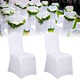 XMTECH Universell Stuhlhussen Stuhl Husse Stretch Weiß Stuhlbezüge Moderne für Hochzeiten und Party Dekoration (100 Stück)