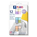 STAEDTLER ofenhärtende Modelliermasse FIMO soft in Pastell Farben, weich und geschmeidig, speziell für Einsteiger und Hobbykünstler, 12 Halbblöcke á 25g in sortierten Farben, 8023 C12-3