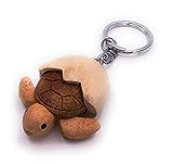 H-Customs Schildkröte aus Ei Baby Holz Edel Handmade Schlüsselanhänger Anhänger