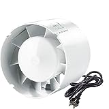 Airope Kanal Rohrventilator,Inline-Abluftventilator 125 mm,190 m3/h,Hohe Qualität,Leise,Für Bad,WC,Küche,Gewächshaus,Zelt,Garage,5 Jahre Garantie
