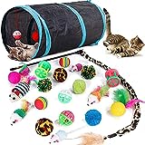 Speedy Panther 21 Stücke Katzenspielzeug Set Katzentunnel Interaktives Katzen Spielzeug für Kätzchen Federspielzeug Katzenbälle Spielzeugmäuse für Katzen