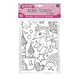 Papier-Tischdecke zum Ausmalen, Motiv Fantasiewelt, bemalbare Tischdecke Einhorn, Deko Kindergeburtstag, Ausmalen Mädchen, Mal Mich Bunt