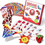 Gamenote Buntes Origami Papier mit 55-seitigem origami buch 120 doppelseitigen, lebendigen Origami Papieren 54 bastelset kinder Origami DIY Kunst bastelpapier 4-12 Jahre alt