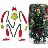 SOMOG Grinch Weihnachtsbaum Dekoration, Elfenkopf, Arme und Beine für Weihnachtsbaum, gestohlene Weihnachtself gefüllte Stuck Tree Topper Girlande Ornamente