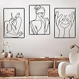 RAINPOP 3 Stück 35x25cm Wanddeko aus Metall, Wasserfest Wandschmuck, Wandskulpturen zum Aufhängen, Moderne Wanddeko Metall, Wohnzimmer Deko, Minimalistische Wandkunst Abstrakte Frau Hausdeko