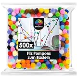 OfficeTree 500 Bunte Pompons zum Basteln 10mm - Filzkugeln Bunt Klein - Mini Pompons Bunt - Pompoms zum Basteln für Kinder und Erwachsene - Dekorieren Verzieren Nähen DIY