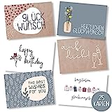 Erik Anderson 25er Set Geburtstagskarten hochwertig - Glückwunschkarte, Postkarte zum Geburtstag - Happy Birthday Karten als Postkarten Set - ideal als Grußkarte und Gutschein für Männer und Frauen