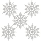 Naler 24 x Schneeflocken Weihnachten Deko für Weihnachtsbaum Glitzer Weiß Weihnachtsbaumschmuck