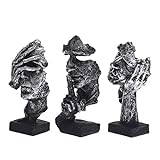 Marimor Wohnzimmer deko modern 3 Stück Skulpturen deko modern Dekoartikel Skulptur und statuen für Büro Schlafzimmer Schreibtisch Geschenk (Silber)