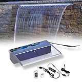 PONDO 12' Pool Wasserfall, mit 7 Farbigen LED Lichtern und Fernbedienung für Garten Wasserfall, Acryl Teich Brunnen Set, Wasserfall Brunnen für Outdoor Garten Teich Dekoration.