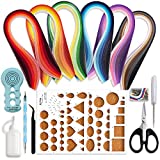 Juya Papier Quilling Kits mit 30 Farben 600 Strips und 8 Werkzeuge Blau-Werkzeuge, Papierbreite 3mm