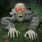 JOYIN Halloween Deko Kriechender Zombie mit Sound und Leuchten Augen für Garten Dekoration