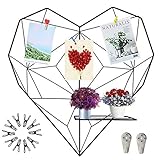 Symeton Wandgitter Herz Wandgitter Fotowand Memoboard - Schwarz 50X50cm, Aktualisierte Version, Mit Faltbarer Plattform, Aesthetic Room Decor, Kann Auch als Verwendet Werden Memoboard