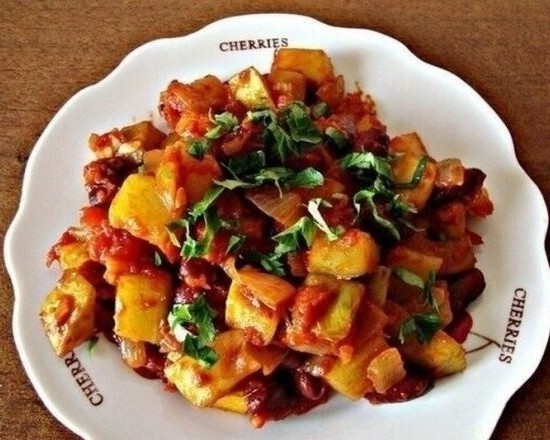 Zucchini, Bohnen und Tomaten-Eintopf